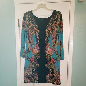 Eva Varro Paisley & Flower Print Dress Sz L
